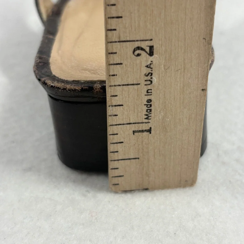 VTG Y2K Ralph Lauren Slide Sandals Women 6.5B Brown Croc Embossed Mule Old Money